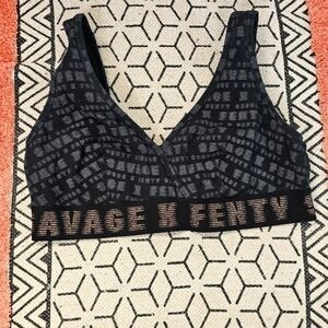 SAVAGE X FENTY LOGO METALLIC SPORTS BRA, SZ 1X